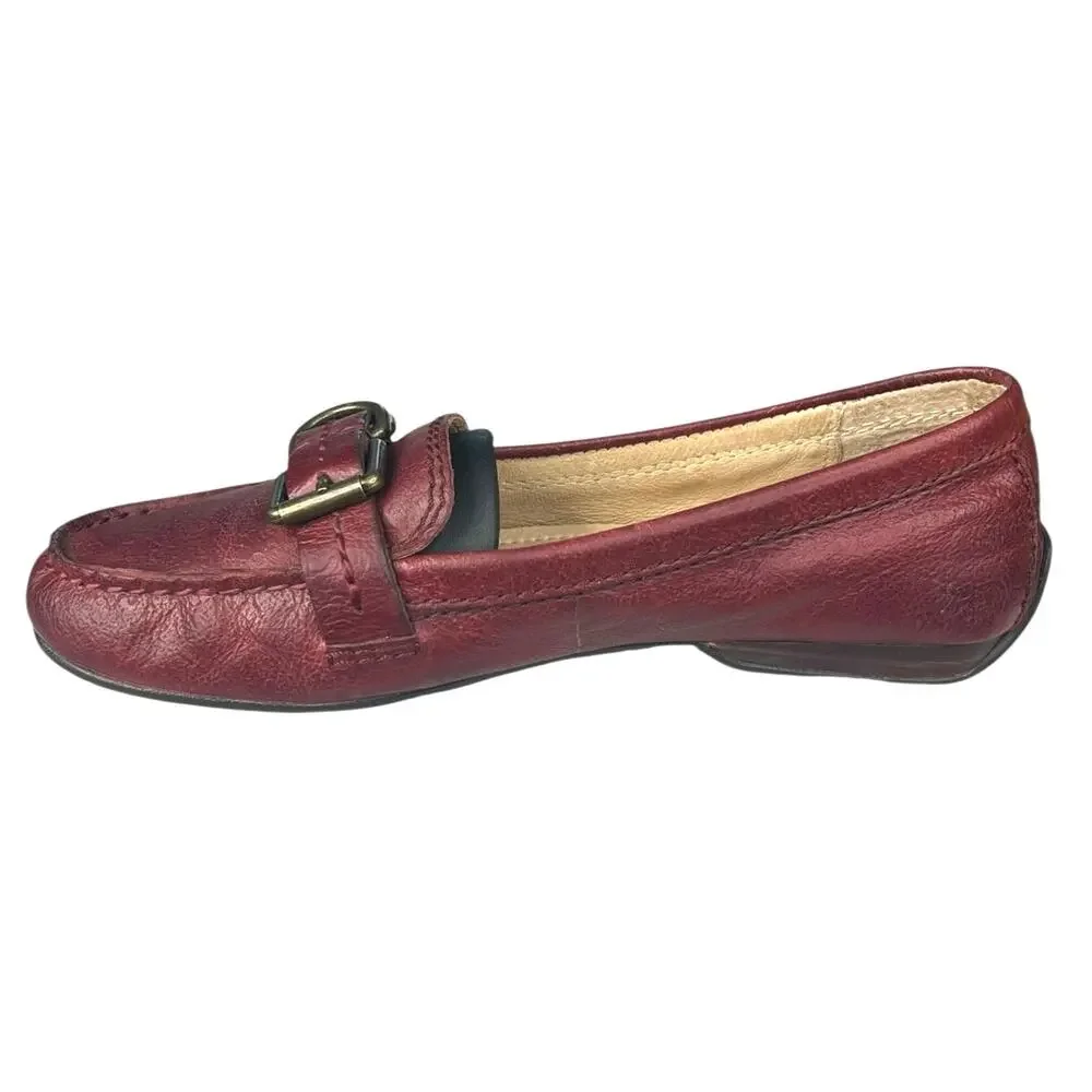 Frye Women’s Brown Leather Slip On Buckle Loafers Size US 8